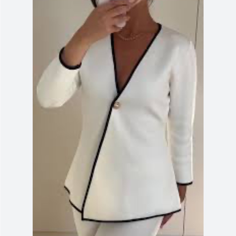 Zara NWT white knit crossover cardigan sweater blazer 4192/105 - Picture 4 of 9